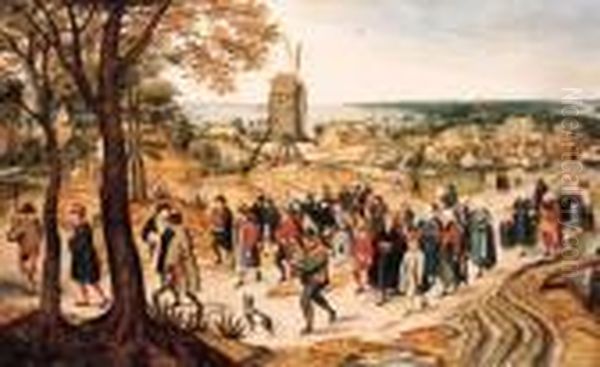 A Wedding Procession Oil Painting by Pieter The Younger Brueghel