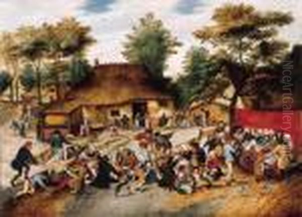 A Wedding Feast In A Village Oil Painting by Pieter The Younger Brueghel