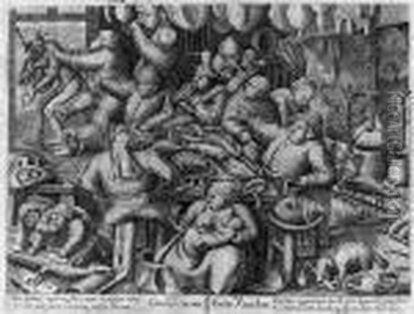 The Poor Kitchen; And The Rich Kitchen, By H. Liefrinck Oil Painting by Pieter The Younger Brueghel