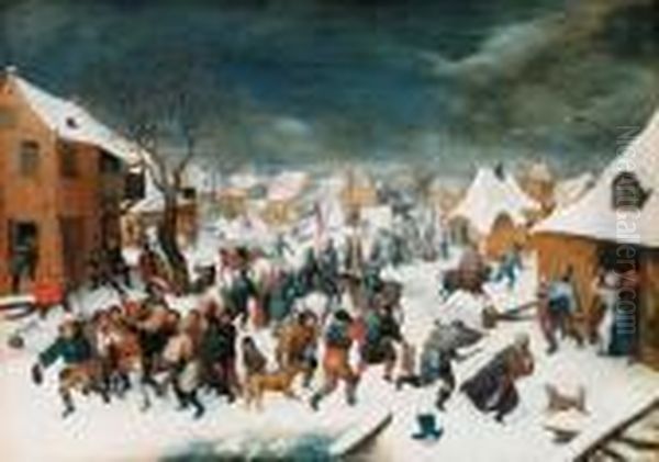 The Massacre Of The Innocents Oil Painting by Pieter The Younger Brueghel