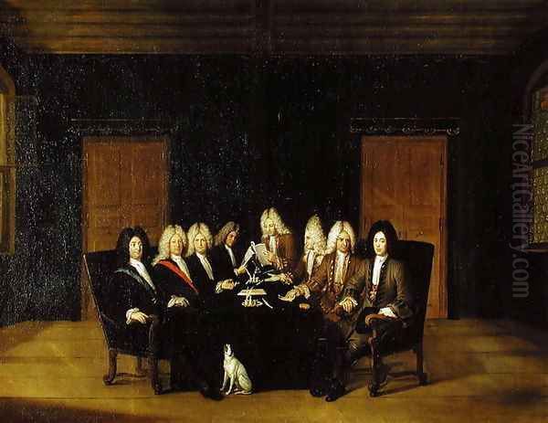 The Plenipotentiaries at the Congress of Baden Oil Painting by Johann Rudolph the Elder Huber