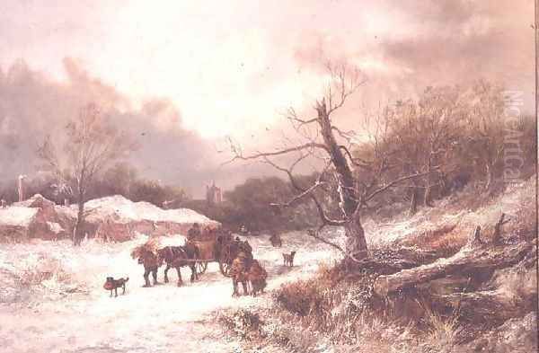 Winter on the borders of Sherwood Forest Oil Painting by John Snr. Holland