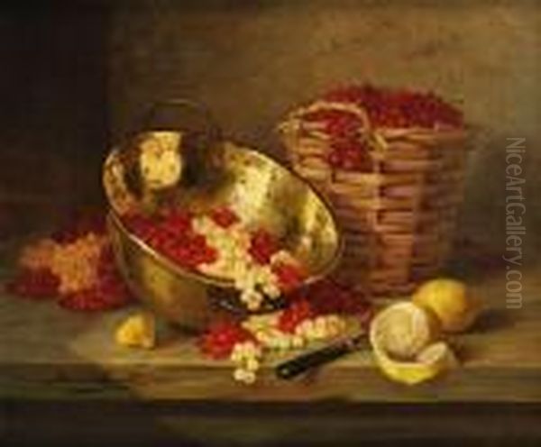 Nature Morte Aux Griottes Et Citrons Oil Painting by Alphonse de Neuville