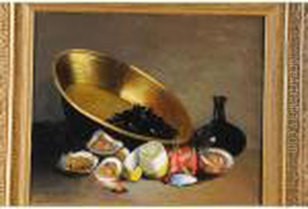 Nature Morte Au Citron Et Fruits De Mer Oil Painting by Alphonse de Neuville