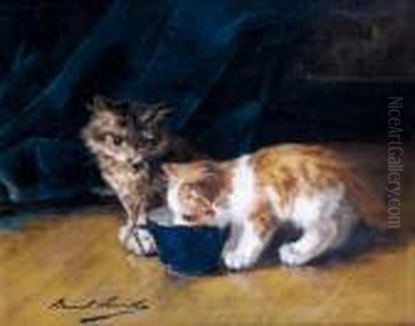 Les Deux Chatons Oil Painting by Alphonse de Neuville