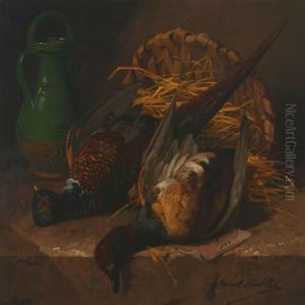 Nature Morte With Pheasant And Duck Oil Painting by Alphonse de Neuville