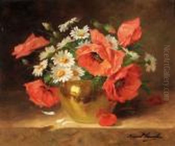 Marguerites Et Coquelicots Oil Painting by Alphonse de Neuville