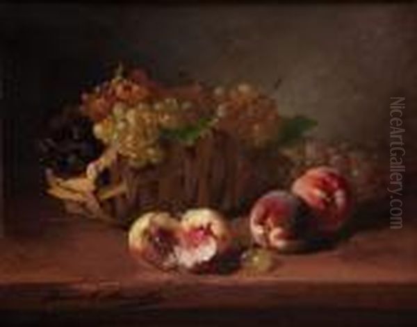 Nature Morte Aux Peches Oil Painting by Alphonse de Neuville