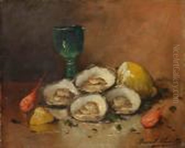 Nature Morte Aux Huitres Oil Painting by Alphonse de Neuville