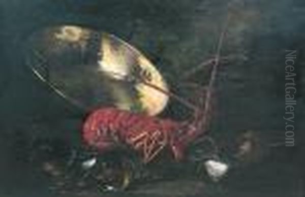 Nature Morte Au Cuivre Et A La Langouste Oil Painting by Alphonse de Neuville