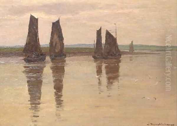 Low tide Oil Painting by Wilhelm Hambutchen