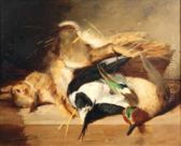 Lievre Et Canard Oil Painting by Alphonse de Neuville