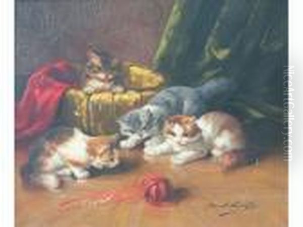 Les Quatre Chatons Oil Painting by Alphonse de Neuville