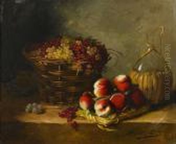 Still Life With Peaches, Berries And Grapes by Alphonse de Neuville