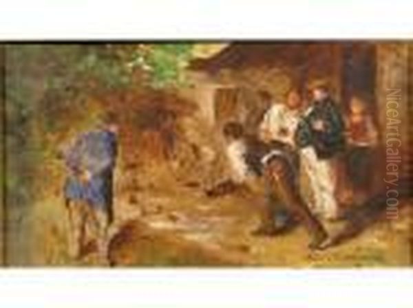 La Partie De Petanque Oil Painting by Alphonse de Neuville