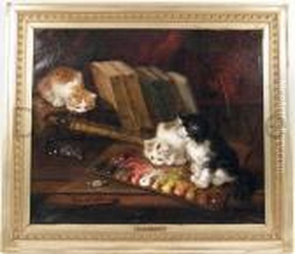 ````three Kittens In An Artist````s Studio