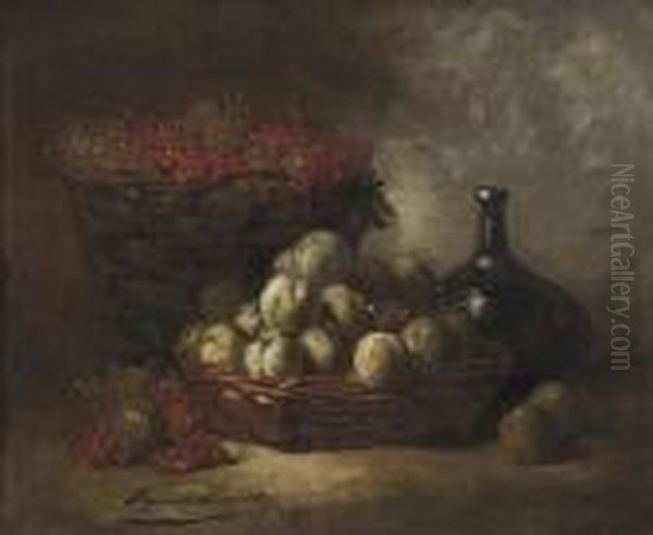 Plums And Berries Oil Painting by Alphonse de Neuville