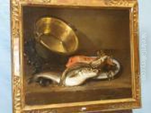 Nature Morte Au Cuivre Et Rouget Oil Painting by Alphonse de Neuville