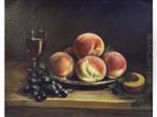 Peches Et Raisins Oil Painting by Alphonse de Neuville