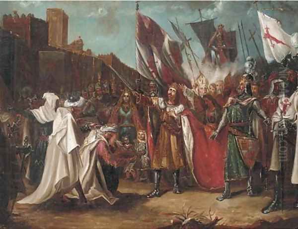 King Richard I receiving the keys to the port city of Acre Oil Painting by Benjamin Robert Haydon