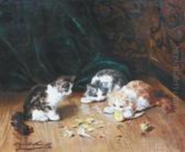 Jeux De Chatons Oil Painting by Alphonse de Neuville