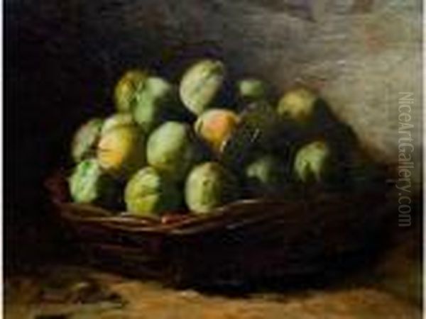 Panier De Prunes. Oil Painting by Alphonse de Neuville