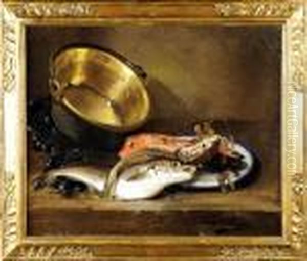 [nature Morte Aux Poissons Et Auxcuivres] Oil Painting by Alphonse de Neuville