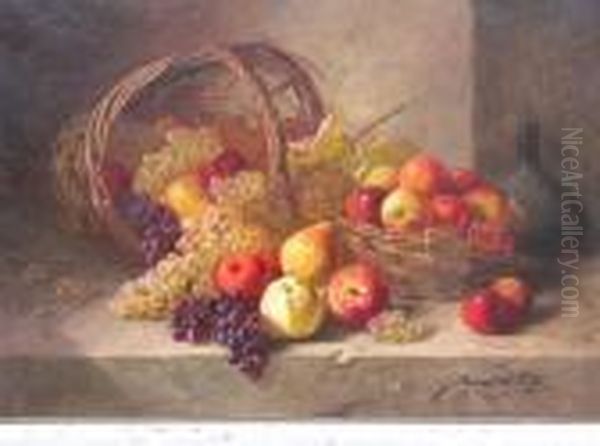 Nature Morte Aux Raisins Et Aux Pommes Oil Painting by Alphonse de Neuville