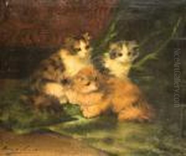 Les Trois Chatons Oil Painting by Alphonse de Neuville