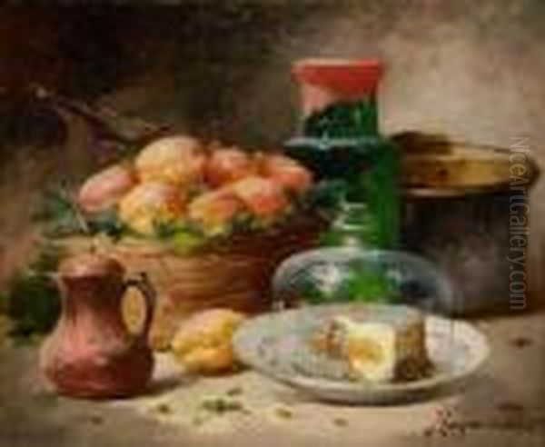 Corbeille De Fruits Et Fromage Oil Painting by Alphonse de Neuville