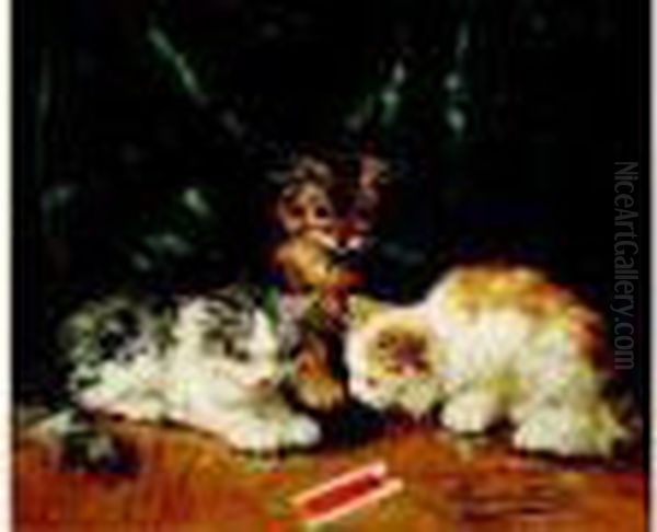 Les Chatons Oil Painting by Alphonse de Neuville