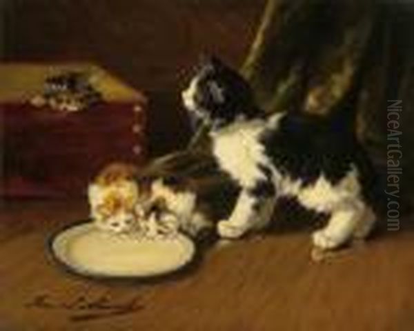 The Young Kittens Oil Painting by Alphonse de Neuville