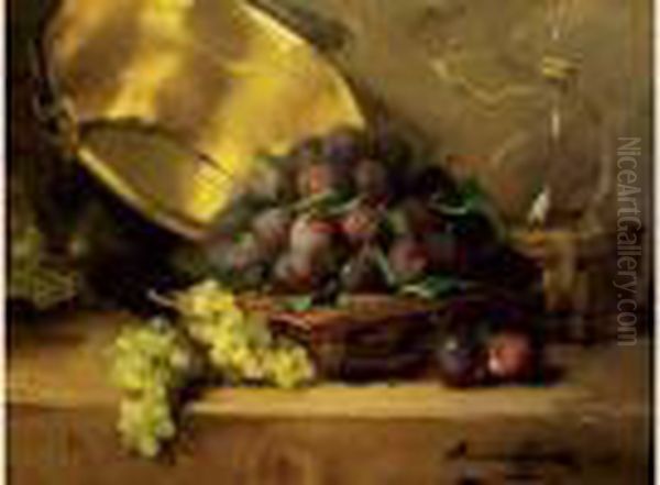 Nature Morte Au Papier De Quetsches Oil Painting by Alphonse de Neuville