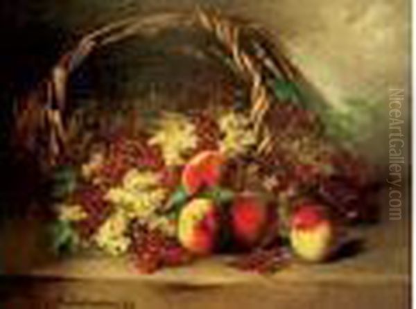 Nature Morte Aux Raisins Et Peches Oil Painting by Alphonse de Neuville