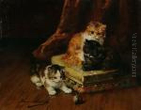 Kittens Oil Painting by Alphonse de Neuville