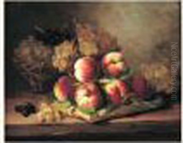 Peches Et Raisins Oil Painting by Alphonse de Neuville