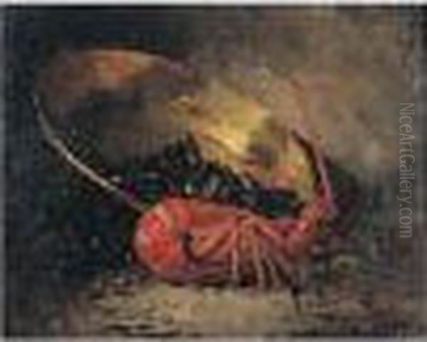 Nature Morte A La Langouste Oil Painting by Alphonse de Neuville