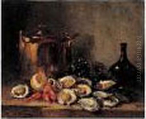 Nature Morte Aux Huitres Oil Painting by Alphonse de Neuville