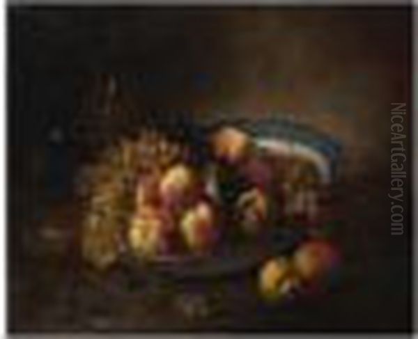 Bowl Of Fruit, Signed Oil Painting by Alphonse de Neuville