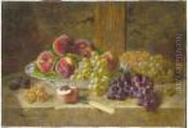 Nature Morte Aux Raisins Et Aux Peches Oil Painting by Alphonse de Neuville