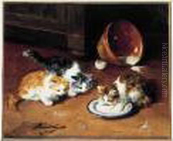 Chatons Oil Painting by Alphonse de Neuville