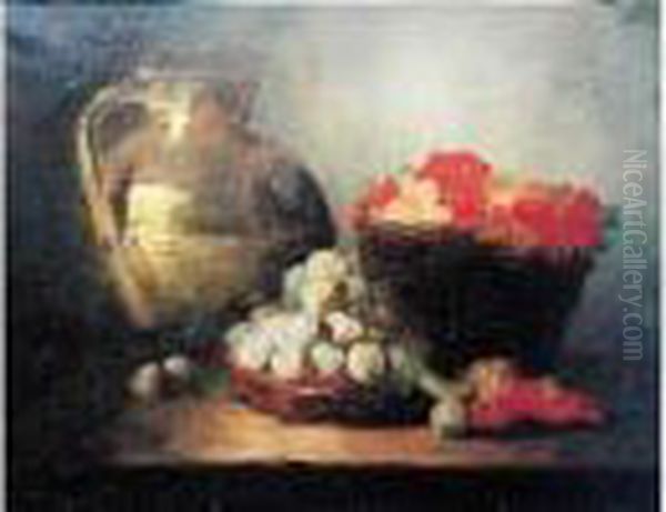 Nature Morte Aux Prunes Et Aux Groseilles Oil Painting by Alphonse de Neuville