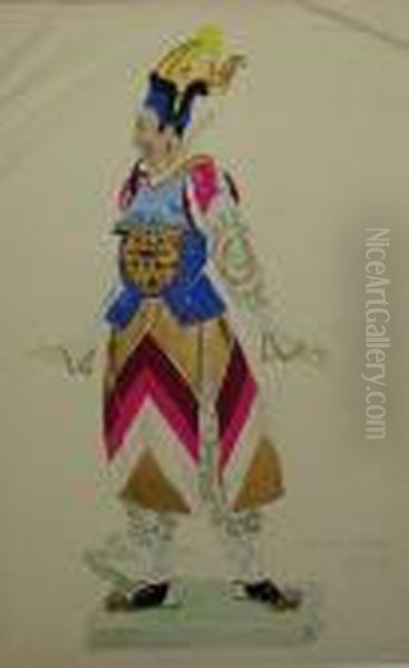 Gouache On Paper
 A Theatrical Costume Design For A Male Oil Painting by Umberto Brunelleschi