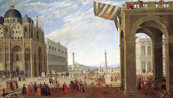 A view of the Bacino from the Piazza San Marco with the Doge's Palace and the Church of San Marco Oil Painting by Joseph, The Younger Heintz