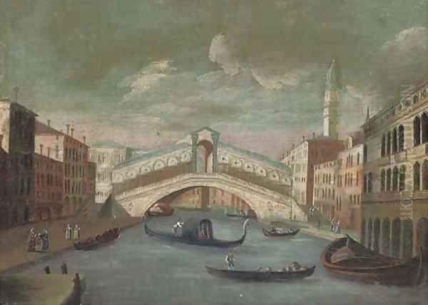 The Grand Canal, looking towards to the Rialto Bridge, Venice Oil Painting by Joseph, The Younger Heintz