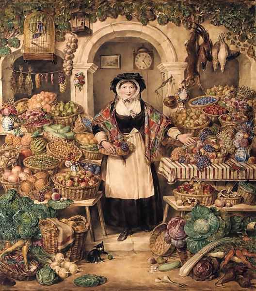 The vegetable stall Oil Painting by Thomas Heaphy