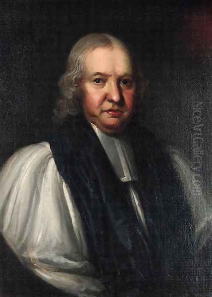 Portrait of the Bishop of Ripon, half-length, in clerical dress, feigned oval Oil Painting by William Hogarth