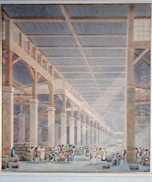 View of La Halle aux Vins Oil Painting by Auguste Hibon