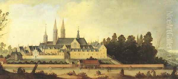 A view of Egmond abbey 4 Oil Painting by Claes Jacobsz. van der Heck