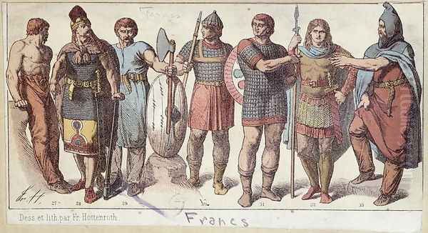 Costumes of Frankish soldiers Oil Painting by Friedrich Hottenroth